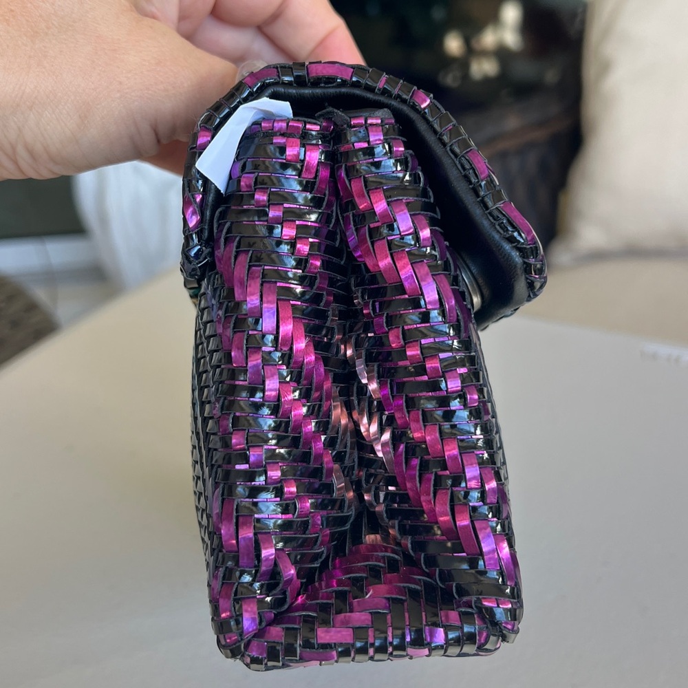 KURT GEIGER Kensington woven rainbow patent metallic convertible bag on chain - Picture 8 of 16